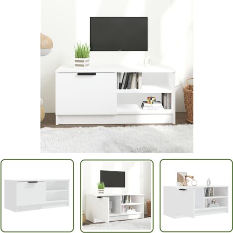 The Living Store Meuble TV Blanc 80x35x36,5 cm Bois d'ingénierie - Meubles Tv - Meuble Tv - Support Tv - Unité Tv - Meuble Design