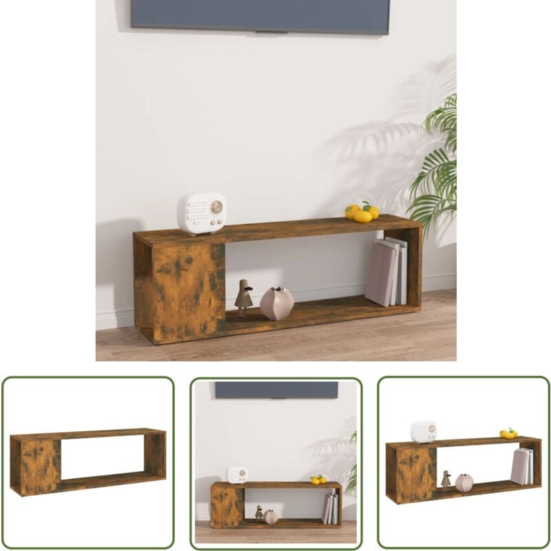 Meuble tv Chêne fumé 100x24x32 cm Bois d'ingénierie - Meubles Tv - Meuble Tv - Support Tv - Unité Tv - Meuble Chic - The Living Store