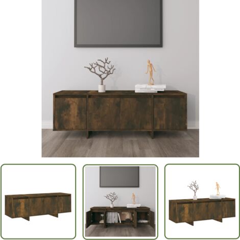 The Living Store Meuble TV chêne fumé 120x30x40,5 cm bois d'ingénierie - Meuble Tv - Meuble Audio - Rangement Tv - Buffet Tv - Meubles Salon