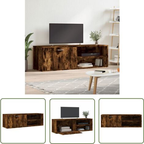 The Living Store Meuble TV chêne fumé 120x34x37 cm bois d'ingénierie - Meuble Tv - Meuble Televison - Support Tv - Unité Tv - Meuble Salle Séjour