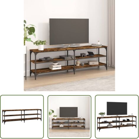 The Living Store Meuble TV chêne fumé 160x30x50 cm bois d'ingénierie - Meubles Tv - Meuble Tv Industriel - Meuble Tv Rustique - Meuble Tv Bois - Meuble Tv Moderne