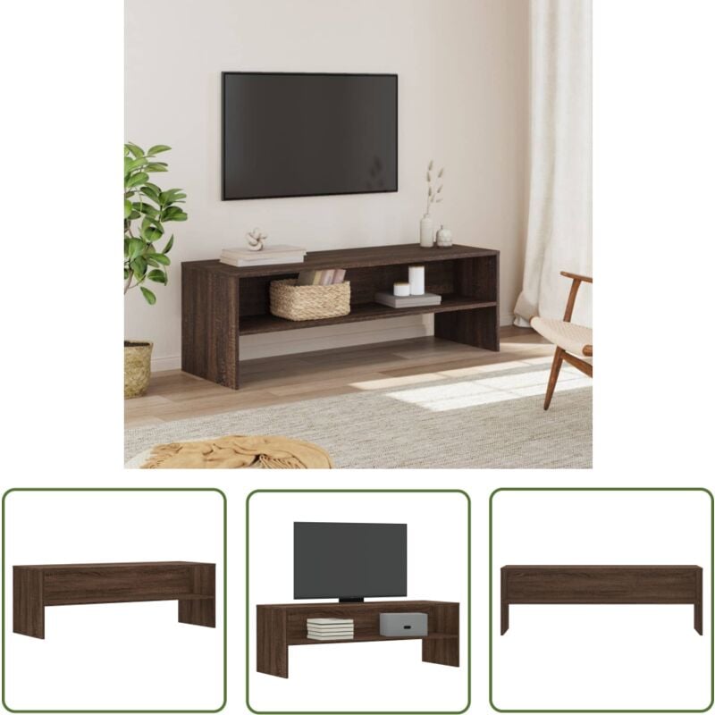 Meuble tv chêne marron 120x40x40 cm bois d'ingénierie - Meubles Tv - Meuble Tv - Support Tv - Banc Tv - Meuble Design - The Living Store