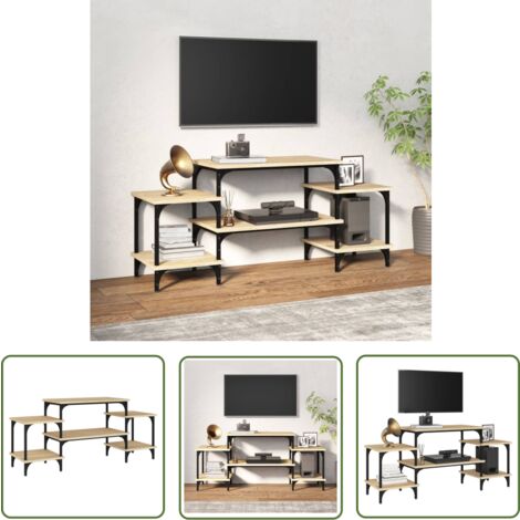 The Living Store Meuble TV chêne sonoma 117x35x52 cm bois d'ingénierie - Meuble Tv - Meuble Téléviseur - Support Tv - Unité Tv - Meuble Salle Séjour