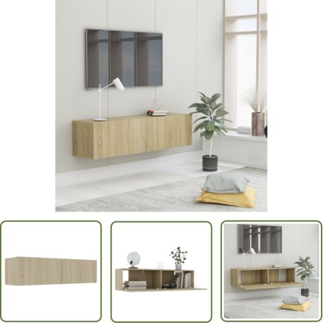 The Living Store Meuble TV Chêne sonoma 120x30x30 cm Bois d’ingénierie - Meubles Tv Mural - Meuble Téléviseur - Rangement Tv - Support Tv Murale - Étagère Tv