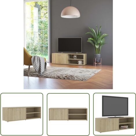 The Living Store Meuble TV Chêne sonoma 120x34x37 cm Bois d’ingénierie - Meuble Tv - Meuble Téléviseur - Rangement Tv - Support Tv - Armoire Hifi