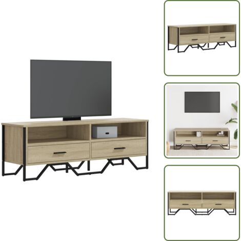 The Living Store Meuble TV chêne sonoma 122x34x41 cm bois d'ingénierie - Meubles Tv - Meuble Tv - Support Tv - Armoire Multimedia - Rangement Tv