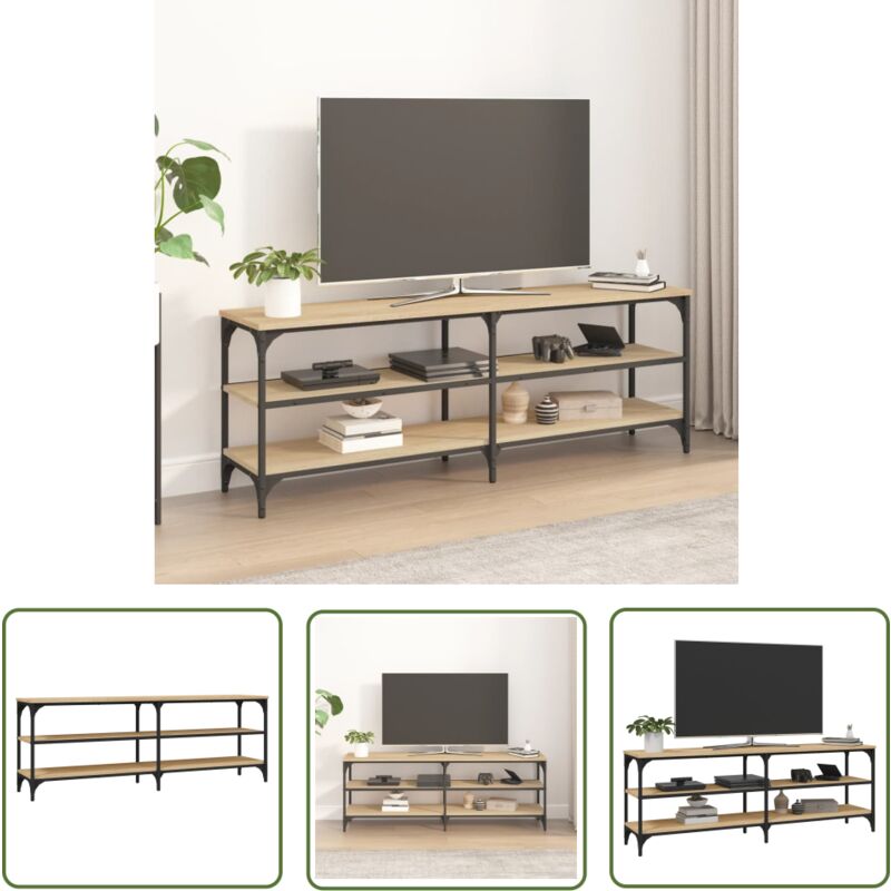 The Living Store - Meuble tv chêne sonoma 140x30x50 cm bois d'ingénierie - Meubles Tv - Meuble Tv Industriel - Meuble Tv Rustique - Meuble Tv Bois