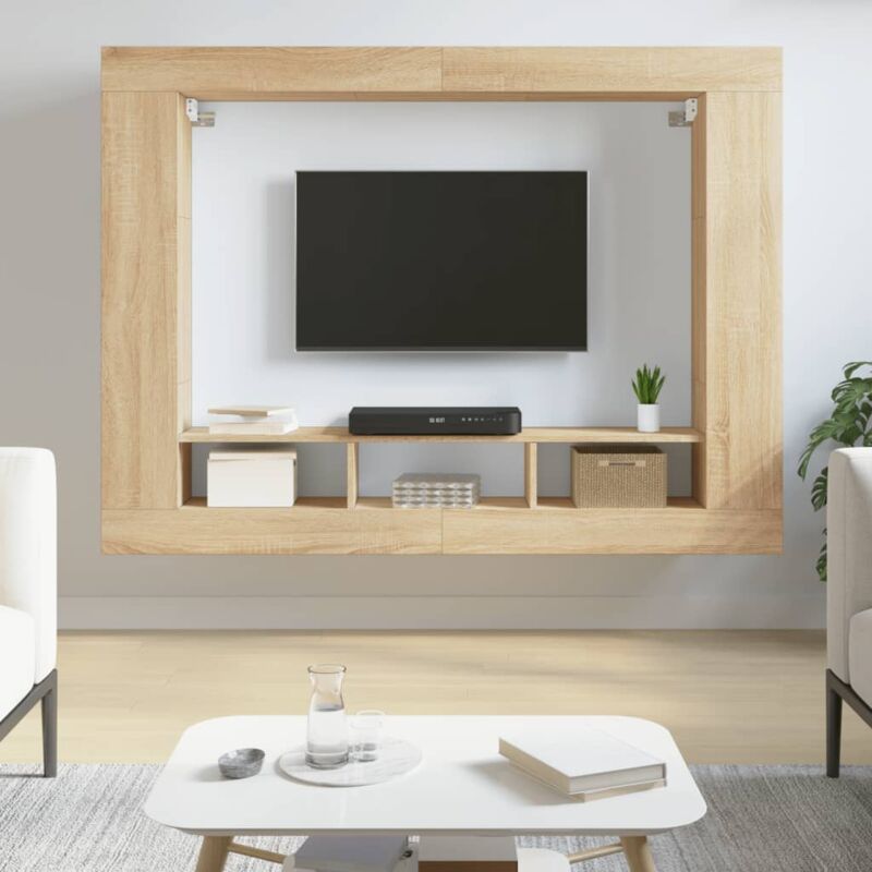 The Living Store - Meuble tv chêne sonoma 152x22x113 cm bois d'ingénierie Brun