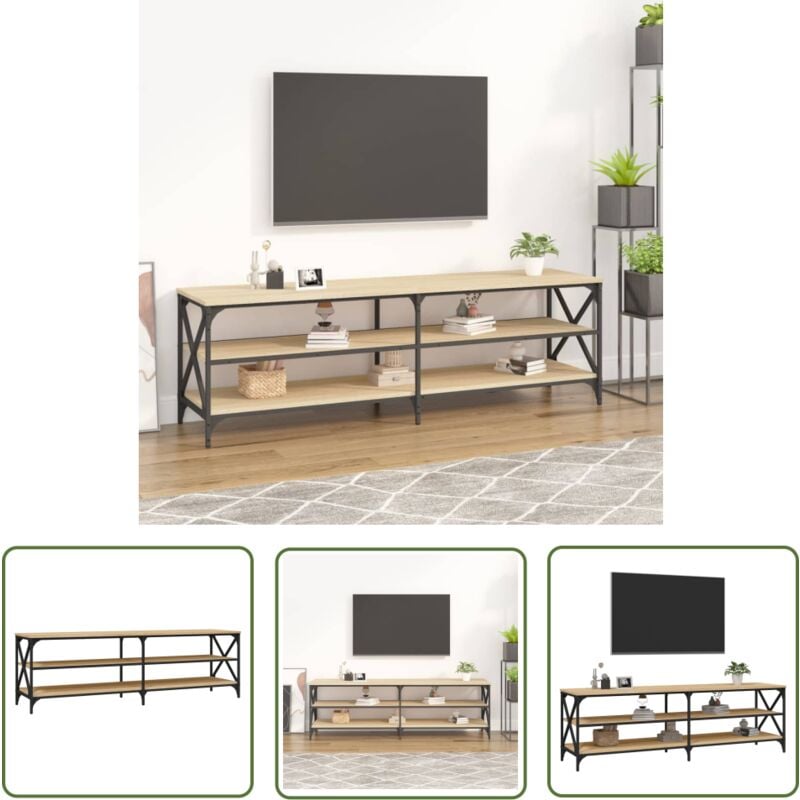 The Living Store - Meuble tv chêne sonoma 160x40x50 cm bois d'ingénierie - Meubles Tv - Meuble Tv Industriel - Meuble Tv Vintage - Meuble Tv Chêne
