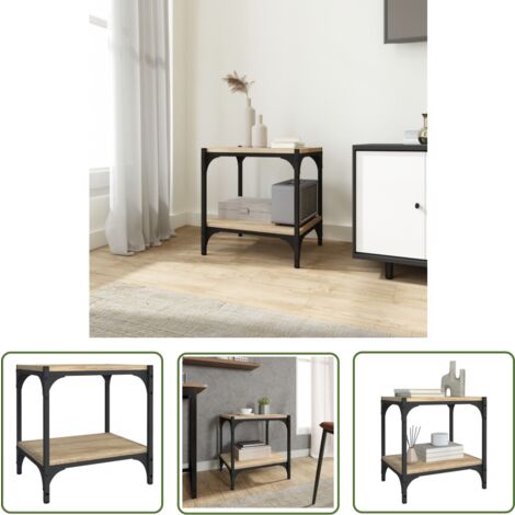 The Living Store Meuble TV Chêne sonoma 40x33x41 cm Bois d'ingénierie et acier - Meubles Tv - Meuble Tv Industriel - Meuble Tv Chêne - Meuble Rangement - Support Tv