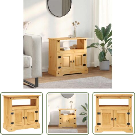 The Living Store Meuble TV Gamme Corona pin mexicain 80x43x78 cm - Meuble Tv - Meuble Tv Corona - Meuble Hi Fi - Armoire Tv - Rangement Tv