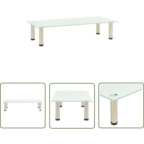 The Living Store Meuble TV Givré 80x35x17 cm Verre trempé - Meubles Tv - Meuble Tv Design - Table Tv Contemporaine - Support Tv Verre Trempé - Rangement Tv