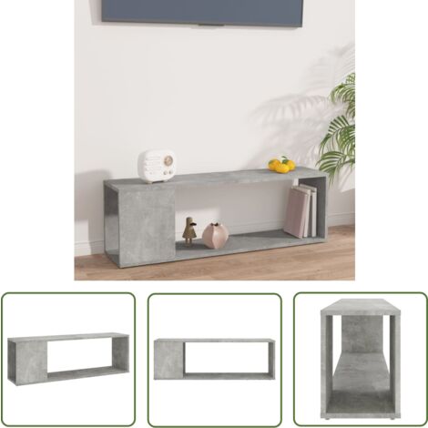 The Living Store Meuble TV Gris béton 100x24x32 cm Bois d'ingénierie - Meubles Tv - Meuble Tv Gris - Meuble Tv Moderne - Unité Tv - Meuble Rangement
