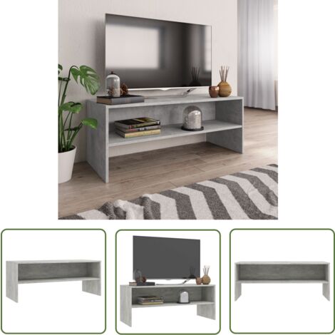 The Living Store Meuble TV Gris béton 100x40x40 cm Bois d’ingénierie - Meuble Tv - Meuble Tv Gris - Meuble Tv Moderne - Meuble Tv Industriel - Unité Tv