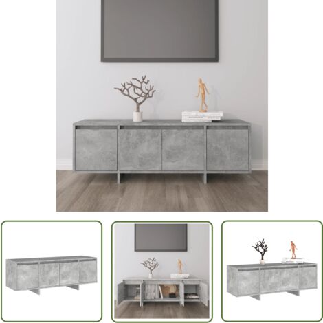 The Living Store Meuble TV gris béton 120x30x40,5 cm bois d'ingénierie - Meubles Tv - Meuble Tv - Buffet - Meuble Stereo - Meuble Rangement