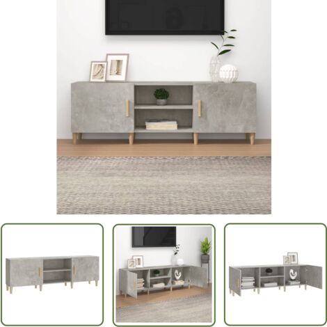 The Living Store Meuble TV Gris béton 150x30x50 cm Bois d'ingénierie - Meubles Tv - Meuble Tv Gris - Meuble Tv Design - Meuble Tv Industriel - Meuble Tv Moderne