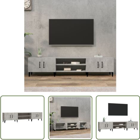 The Living Store Meuble TV gris béton 180x31,5x40 cm bois d'ingénierie - Meubles Tv - Meuble Tv - Support Tv - Unité Tv - Meuble Gris