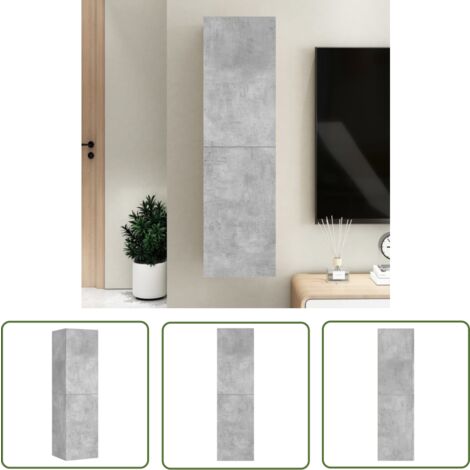 The Living Store Meuble TV Gris béton 30,5x30x110 cm Bois d’ingénierie - Meuble Tv Mural - Meuble Tv Suspendue - Rangement Tv - Console Tv - Meubles Salon