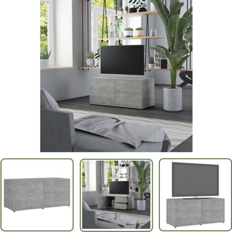 The Living Store Meuble TV Gris béton 80x34x36 cm Bois d'ingénierie - Meubles Tv - Meuble Tv - Meuble Gris - Meuble Rangement - Support Tv