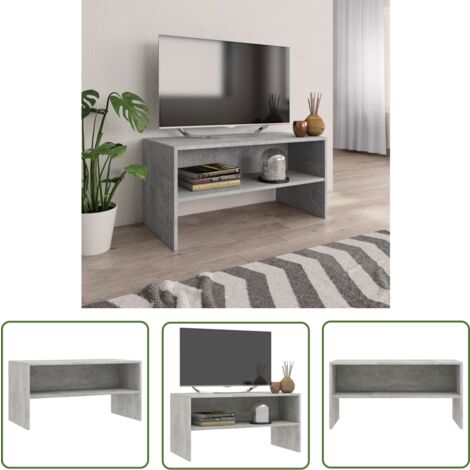 The Living Store Meuble TV Gris béton 80x40x40 cm Bois d'ingénierie - Meuble Tv - Meuble Téléviseur - Unité Tv - Étagère Murale - Rangement Tv