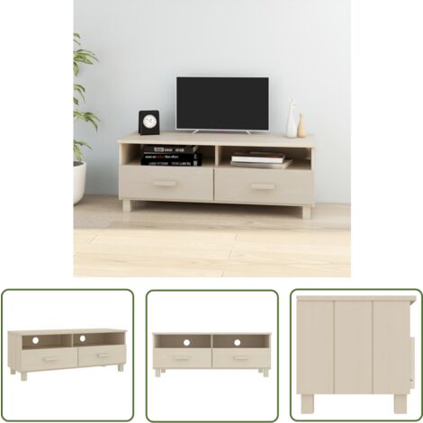 The Living Store Meuble TV HAMAR Marron miel 106x40x40 cm Bois massif de pin - Meuble Tv - Meuble Téléviseur - Meuble Audiovisuel - Rangement Tv - Console Tv
