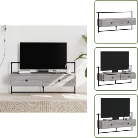 The Living Store Meuble TV mural sonoma gris 100,5x30x51 cm bois d'ingénierie - Meuble Tv Mural - Meuble Tv Suspendu - Meuble Tv Moderne - Meuble Tv Gris - Rangement Murale