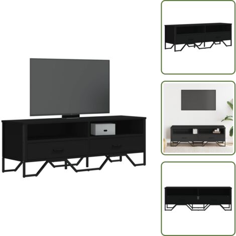 The Living Store Meuble TV noir 122x34x41 cm bois d'ingénierie - Meubles Tv - Meuble Tv - Support Tv - Banc Tv - Meuble Salle Séjour