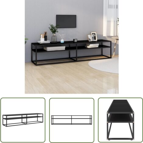 The Living Store Meuble TV noir 180x40x40,5 cm verre trempé - Meubles Tv - Meuble Tv - Meuble Audio - Meuble Stereo - Meuble Hifi