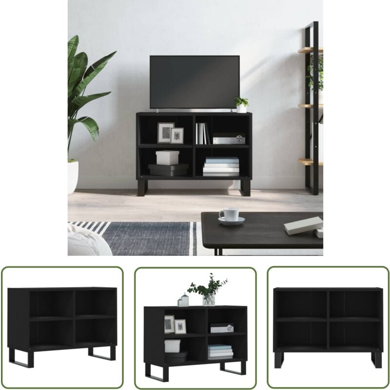 Meuble tv noir 69,5 x 30 x 50 cm bois d'ingénierie - Meubles Tv - Meuble Tv - Bureau Tv - Étagère Murale - Rangement Salon - The Living Store