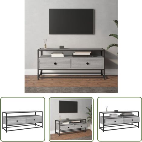 The Living Store Meuble TV sonoma gris 100x35x45 cm bois d'ingénierie - Meubles Tv - Meuble Tv - Support Tv - Unité Tv - Meuble Salon