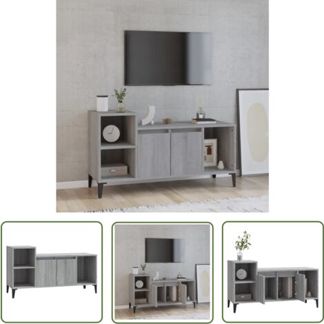 The Living Store Meuble TV Sonoma gris 100x35x55 cm Bois d'ingénierie - Meubles Tv - Meuble Tv - Support Tv - Unité Tv - Meuble Audio