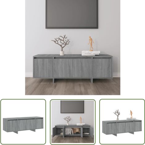 The Living Store Meuble TV Sonoma gris 120x30x40,5 cm Bois d'ingénierie - Meubles Tv - Meuble Tv - Buffet - Meuble Stereo - Meuble Rangement