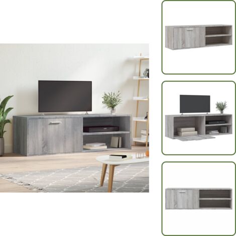 The Living Store Meuble TV sonoma gris 120x34x37 cm bois d'ingénierie - Meuble Tv - Meuble Audiovisuel - Support Tv - Unité Tv - Rangement Tv
