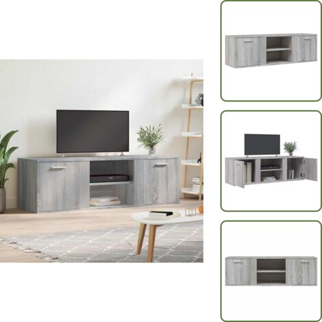 The Living Store Meuble TV sonoma gris 120x34x37 cm bois d'ingénierie - Meuble Tv - Meuble Téléviseur - Support Tv - Unité Tv - Rangement Tv