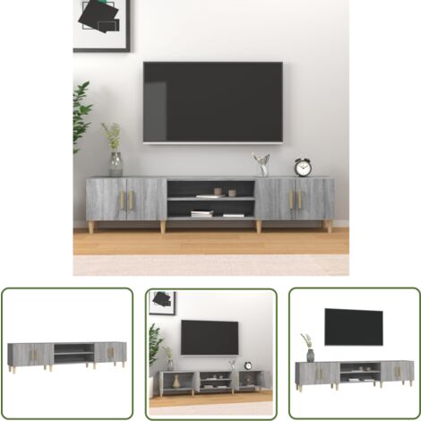The Living Store Meuble TV sonoma gris 180x31,5x40 cm bois d'ingénierie - Meubles Tv - Meuble Tv Moderne - Meuble Tv Gris - Meuble Tv Industriel - Rangement Tv