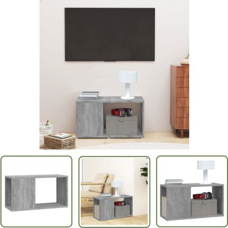The Living Store Meuble TV Sonoma gris 60x24x32 cm Bois d'ingénierie - Meubles Tv - Meuble Tv - Support Tv - Unit Tv - Meuble Salle Séjour