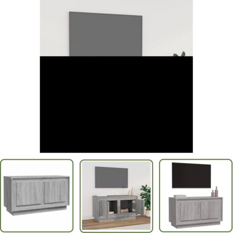 The Living Store Meuble TV sonoma gris 80x35x45 cm bois d'ingénierie - Meuble Tv - Meuble Salon - Support Tv - Unité Tv - Meuble Gris