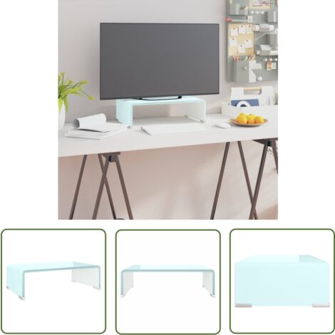 The Living Store Meuble TV/Support pour moniteur 40x25x11 cm verre vert - Meubles Tv - Support Tv - Stand Tv - Meuble Tv En Verre - Support Ecran