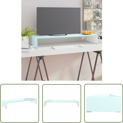 The Living Store Meuble TV/Support pour moniteur 90x30x13 cm verre vert - Meubles Tv - Support Tv - Stand Tv - Meuble Tv En Verre - Support Ecran