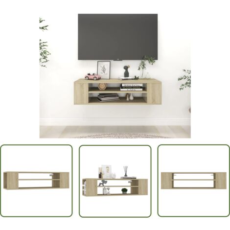 The Living Store Meuble TV suspendu Chêne sonoma 100x30x26,5 cm Bois ingénierie - Meuble Tv Suspendu - Meuble Tv Moderne - Meuble Tv Design - Étagère Murale - Support Tv