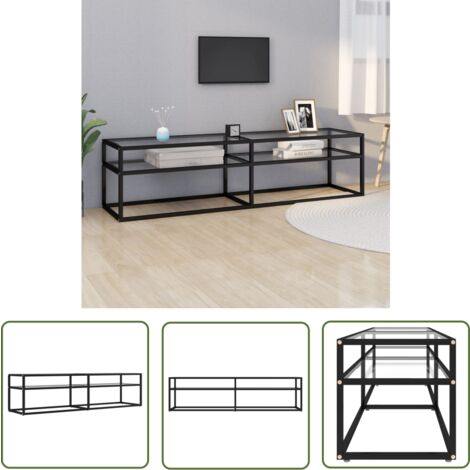 The Living Store Meuble TV transparent 160x40x40,5 cm verre trempé - Meuble Tv - Meuble Téléviseur - Meuble Audiovisuel - Support Tv - Étagère Tv