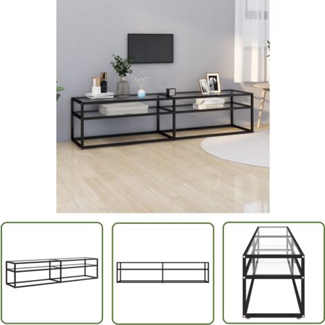 The Living Store Meuble TV Transparent 180x40x40,5 cm Verre trempé - Meuble Tv - Meuble Téléviseur - Meuble Audiovisuel - Étagère Murale - Support Télévision