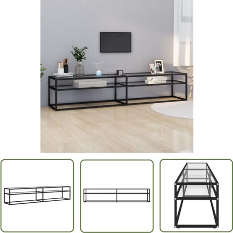 The Living Store Meuble TV transparent 200x40x40,5 cm verre trempé - Meuble Tv - Meuble Téléviseur - Meuble Audiovisuel - Étagère Murale - Support Écran Plat