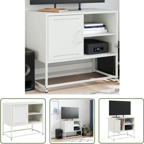 The Living Store Meuble TV vert olive 100,5x39x60,5 cm acier - Meubles Tv - Meuble Tv Industriel - Meuble Tv Design - Meuble Tv Acier - Rangement Tv