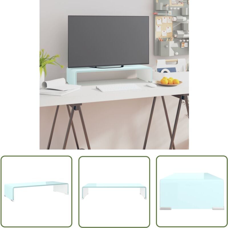 Meuble TV/Support pour moniteur 60x25x11 cm verre vert - Meubles Tv - Support Tv - Stand Tv - Meuble Tv En Verre - Support Ecran - The Living Store