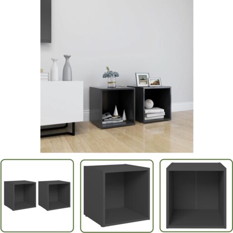 The Living Store Meubles TV 2 pcs gris 37x35x37 cm bois d’ingénierie - Meuble Tv - Meuble Tv Moderne - Meuble Tv Gris - Meuble Tv Rangement - Meuble Tv Industriel