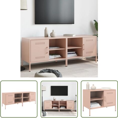 The Living Store Meubles TV 2 pcs rose 68x39x50,5 cm acier - Meuble Tv Industriel - Meuble Tv Rose - Meuble Tv Design - Rangement Tv - Support Tv Mural
