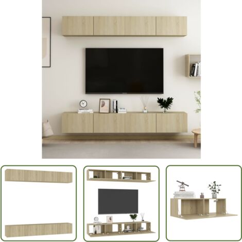The Living Store Meubles TV 4 pcs Chêne sonoma 100x30x30 cm Bois d'ingénierie - Meuble Tv Mural - Meuble Tv Moderne - Meuble Tv Chêne Sonoma - Support Tv - Étagère Murale
