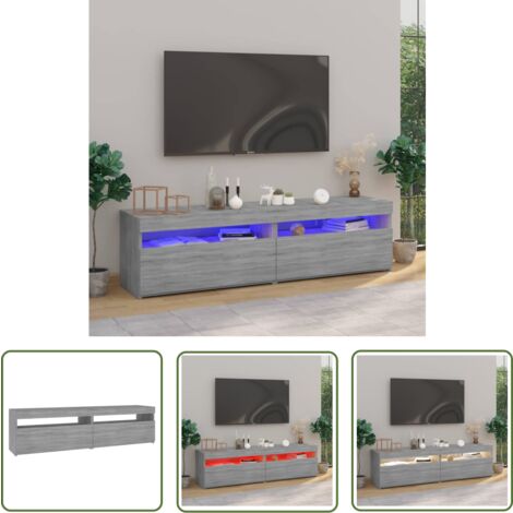 The Living Store Meubles TV avec lumières LED 2 pcs Sonoma gris 75x35x40 cm - Meuble Tv - Meuble Téléviseur - Télévision Murale - Support Tv - Unité Tv