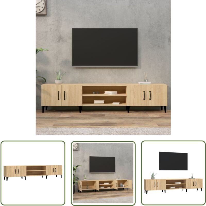 The Living Store - Meubles tv chêne sonoma 180x31,5x40 cm bois d'ingénierie - Meuble Tv - Meuble Télévision - Meuble Rangement - Mobilier Salon